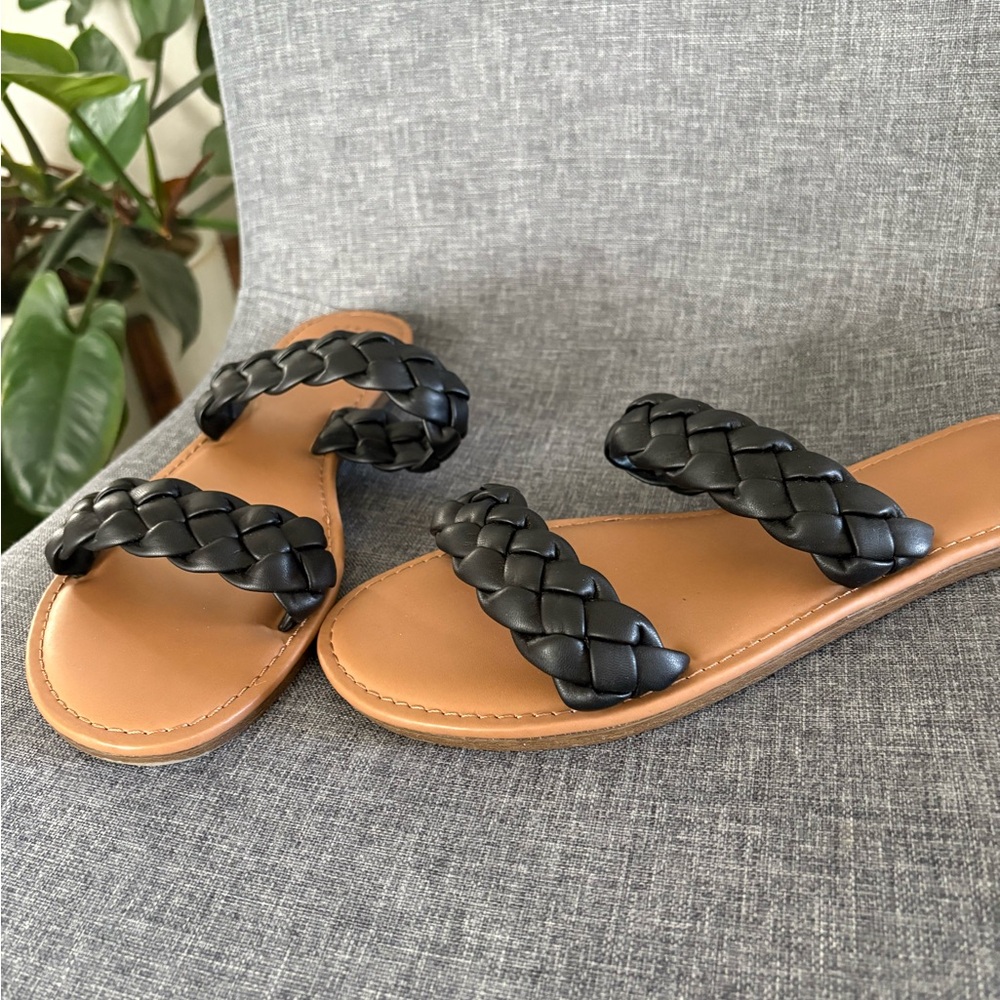 a new day | Women's Slip On Black Braided Sandals